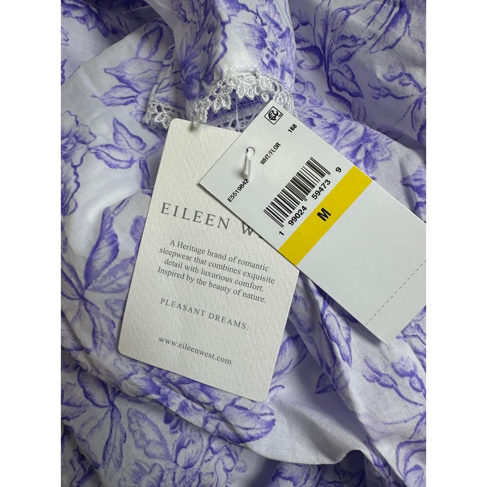 Eileen West Nightgown M NWT 100% Cotton Lavender Floral Lace Trim Ballet Gown - Picture 9 of 15